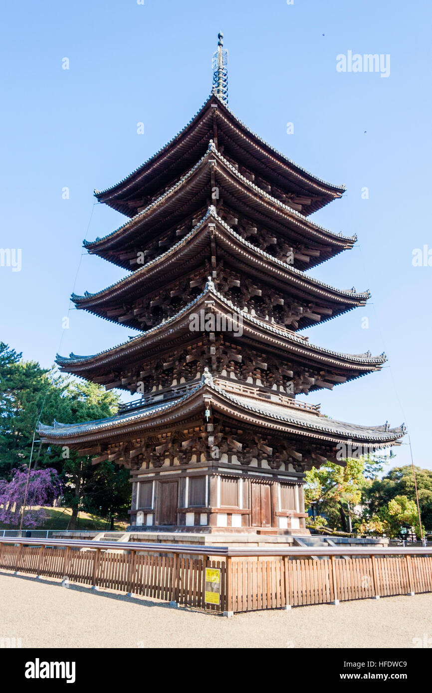Japan, Kofuku temple, Historic Monument of Ancient Nara. Five storied