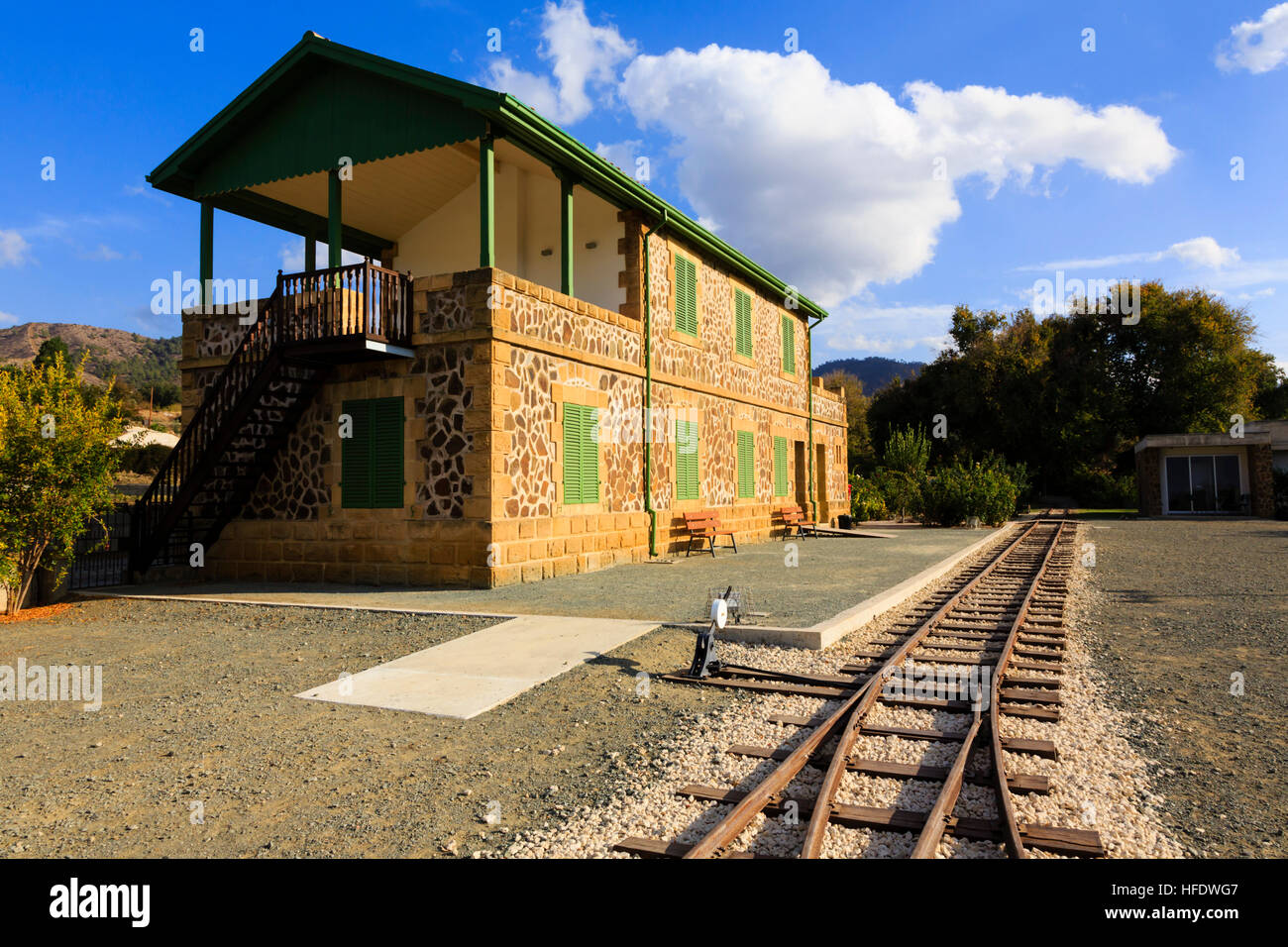 Evrychou railway museum, Troodos, Cyprus Stock Photo