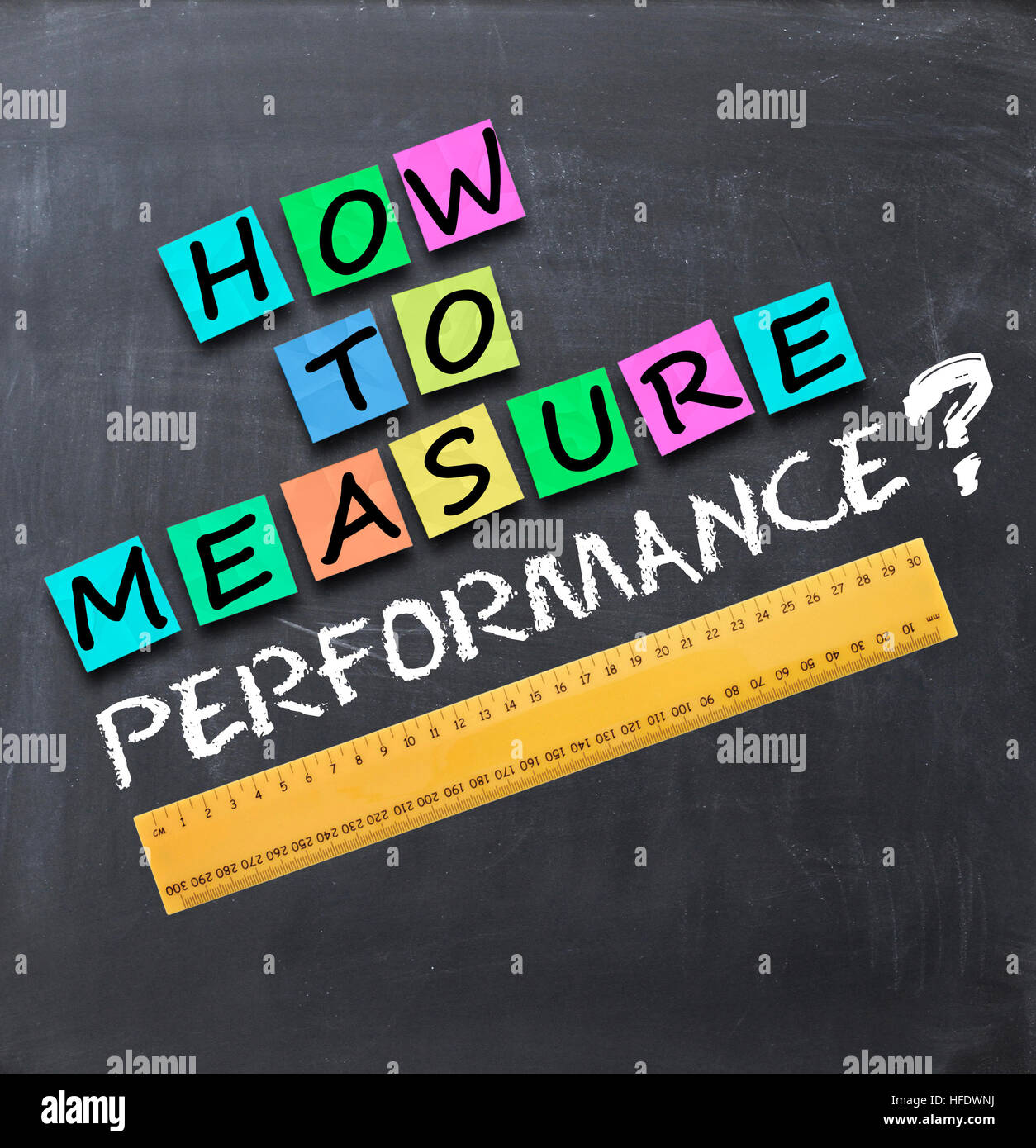 How to measure performance text on blackboard Stock Photo Alamy