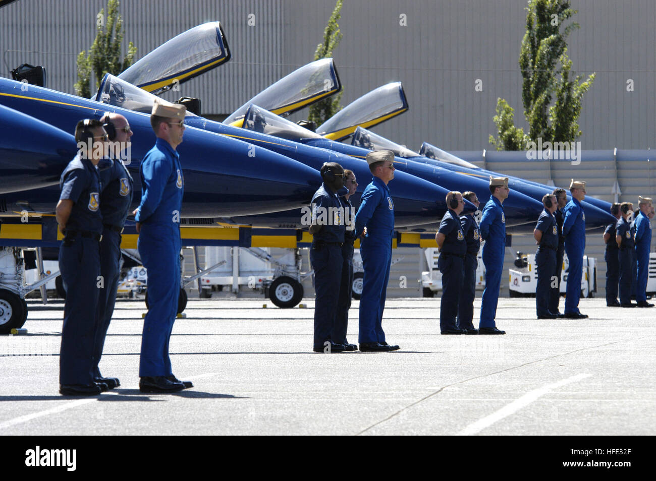 Parade Rest Pretty Blue Angels pilots and maintenance personnel stand at parade rest ...