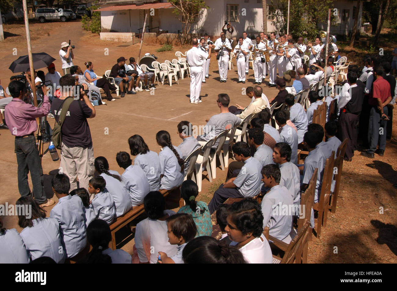 The Seventh Fleet Band performs for students at the Saint Francis ...