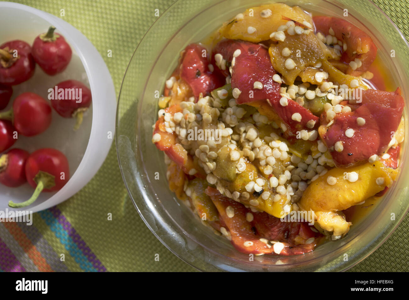 roasted hot peppers seasoned with olive oil Stock Photo Alamy