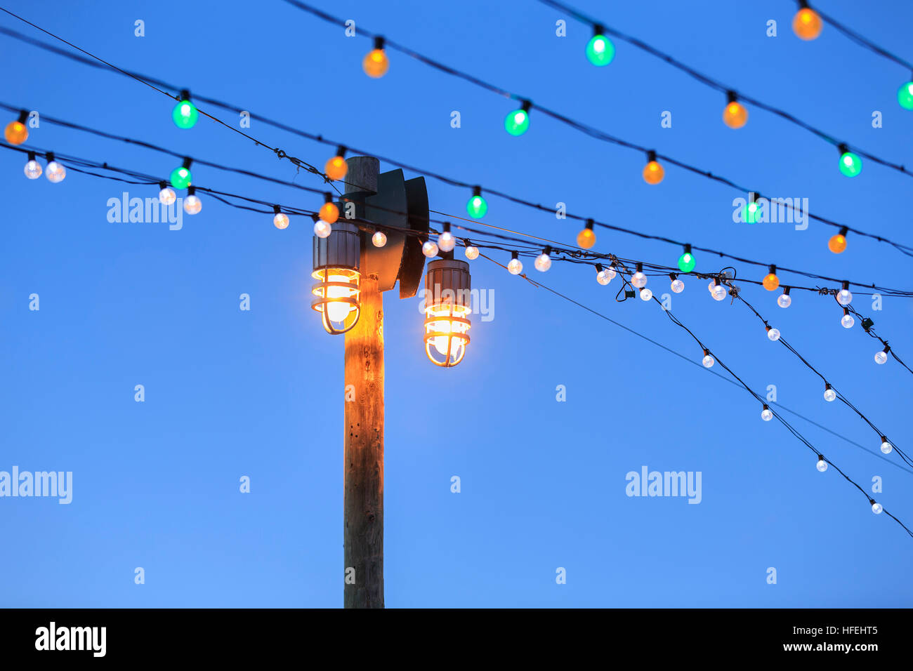Christmas lights at The Forks, Winnipeg, Manitoba, Canada Stock Photo