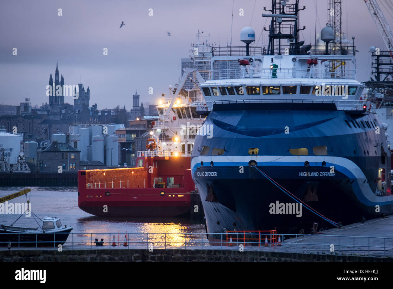 Ships in the port of Aberdeen Stock Photo
