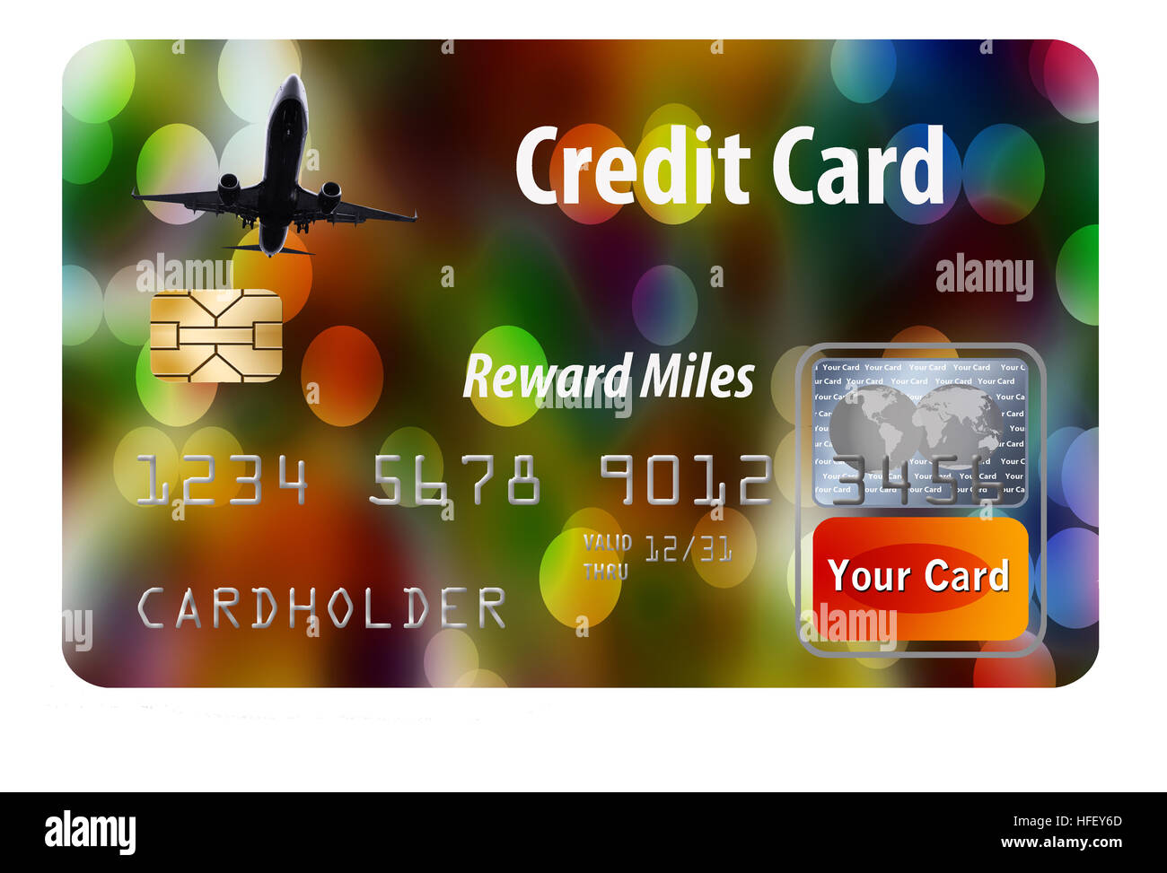 Air miles reward credit card isolated on white. Stock Photo