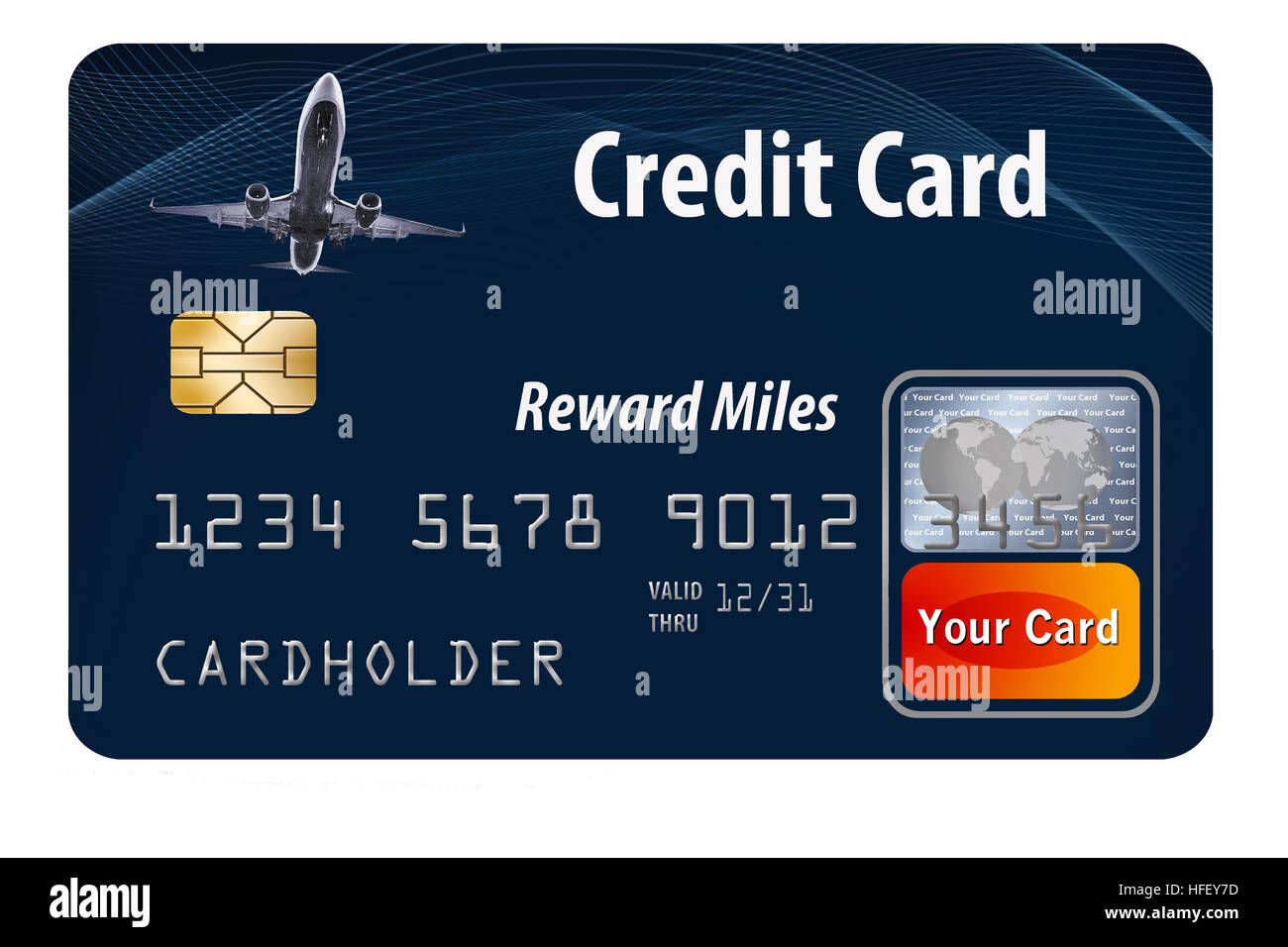 Air miles reward credit card isolated on white. Stock Photo