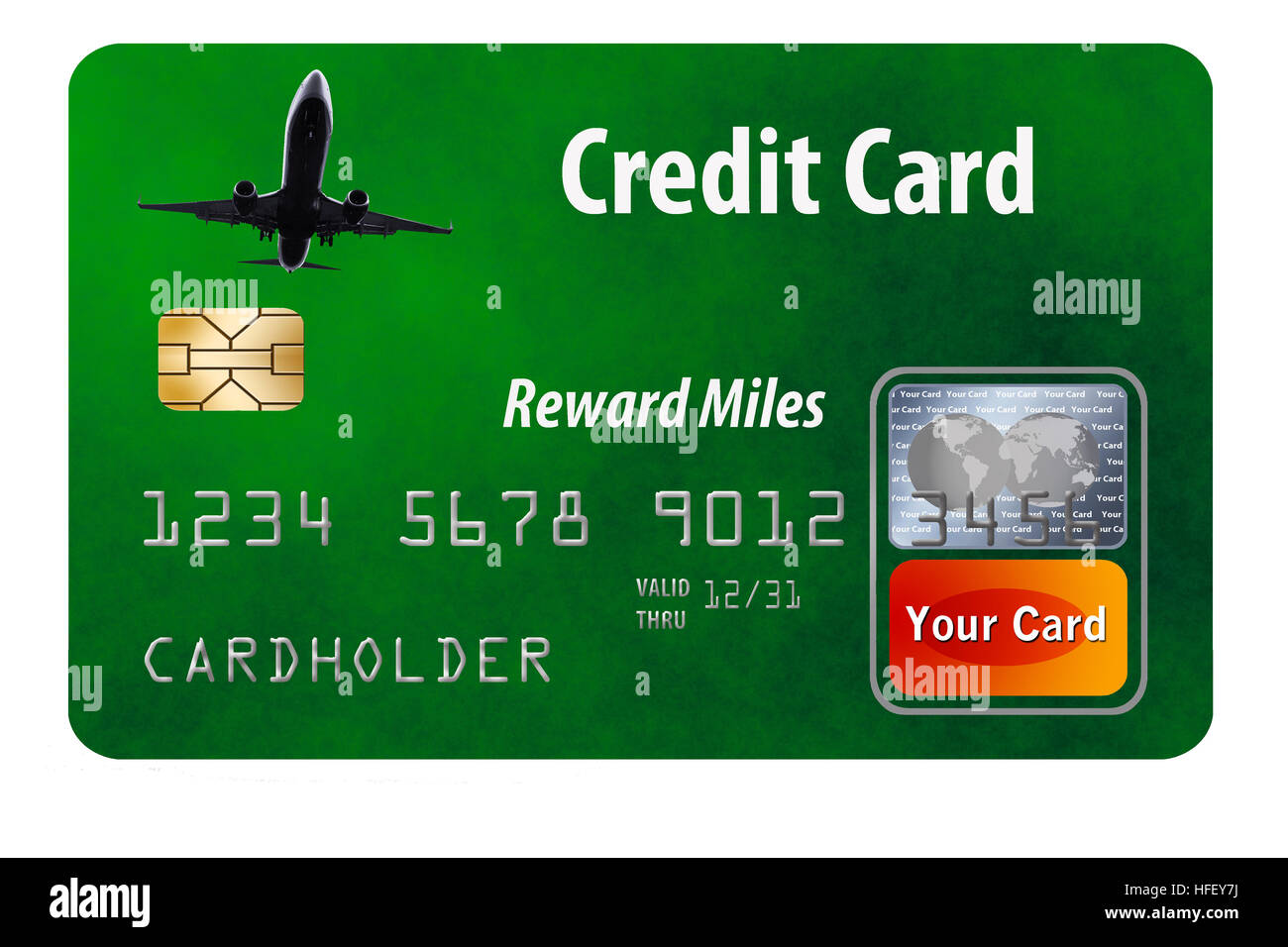 Air miles reward credit card isolated on white. Stock Photo