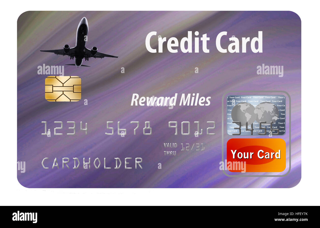 Air miles reward credit card isolated on white. Stock Photo