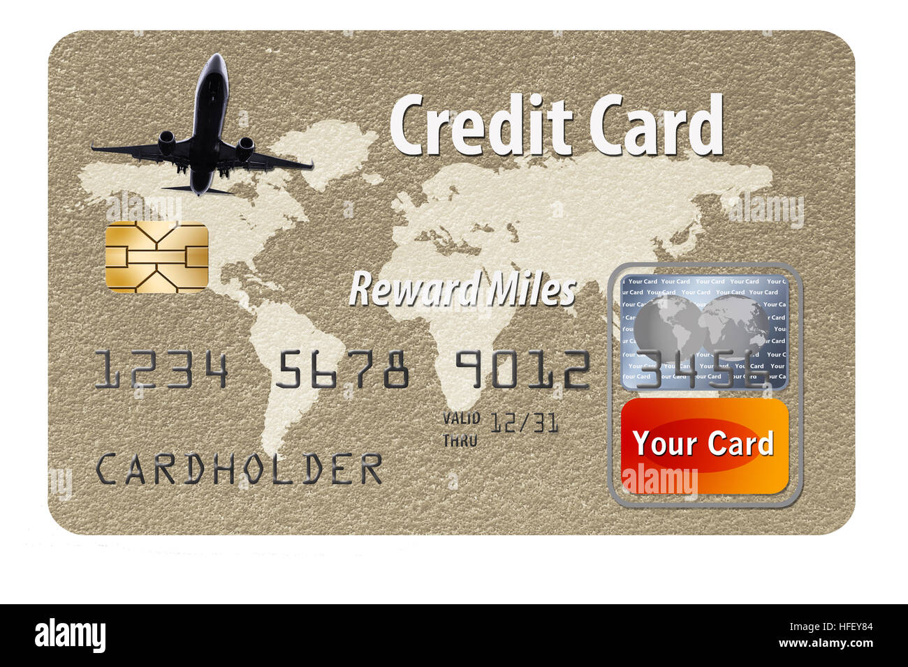 Air miles reward credit card isolated on white. Stock Photo