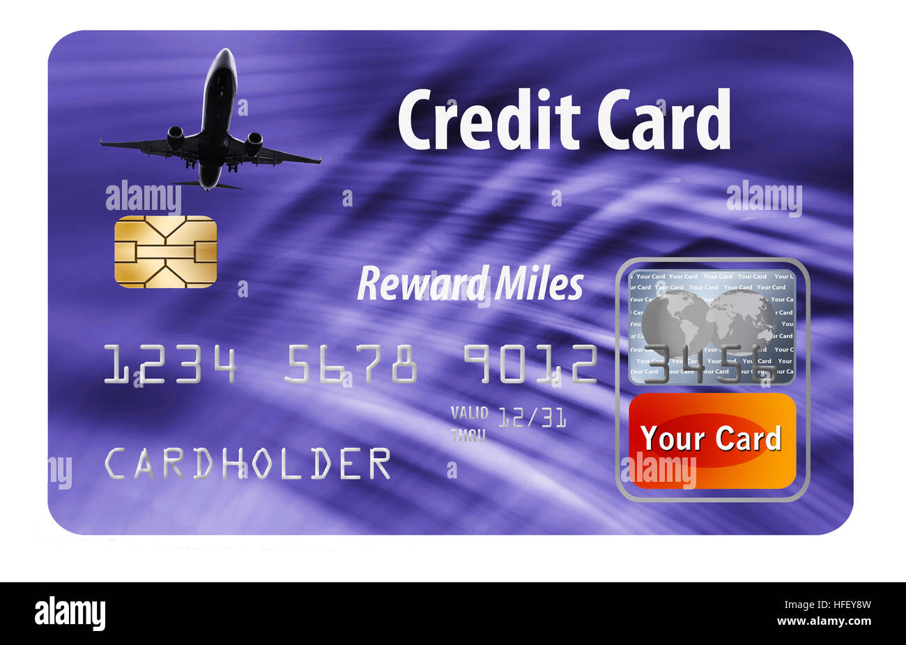 Air miles reward credit card isolated on white. Stock Photo