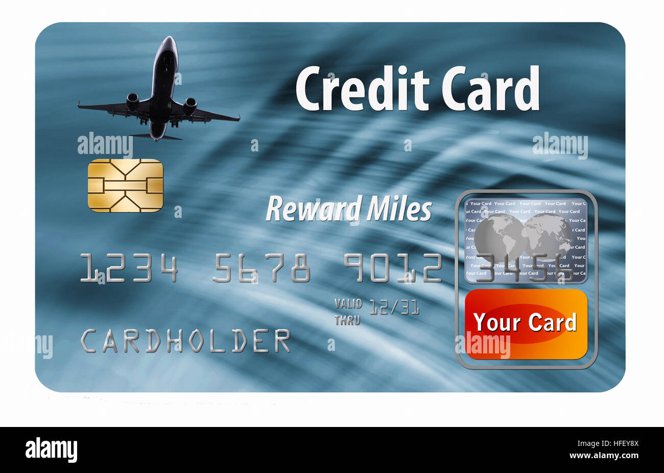 Air miles reward credit card isolated on white. Stock Photo