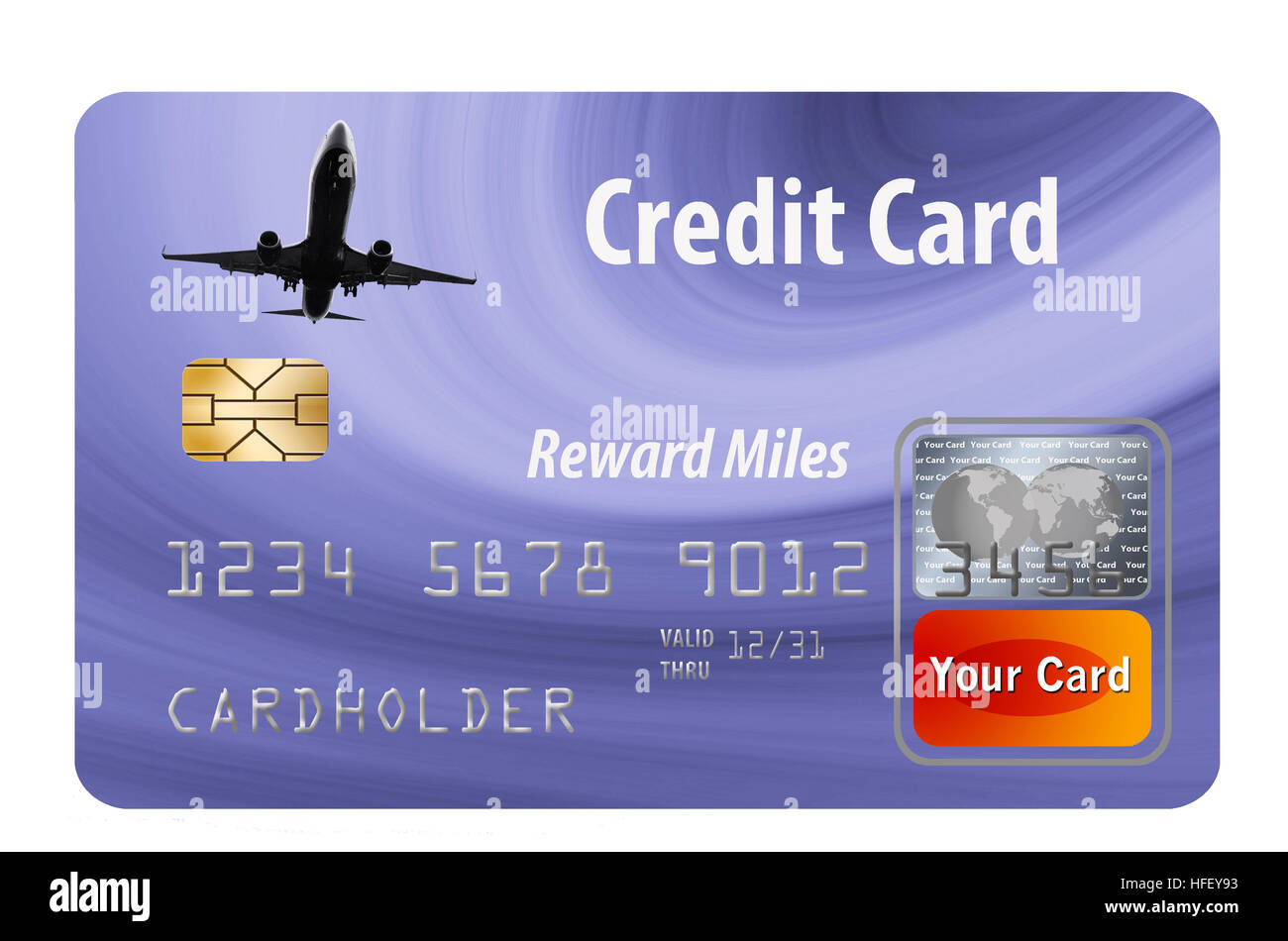 Air miles reward credit card isolated on white. Stock Photo