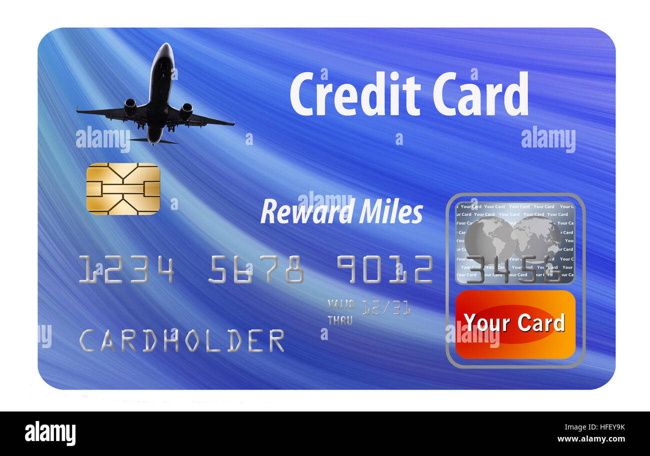 Air miles reward credit card isolated on white. Stock Photo