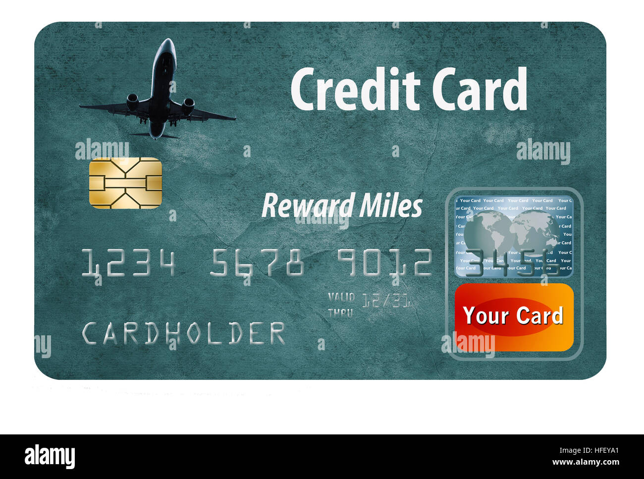 Air miles reward credit card isolated on white. Stock Photo