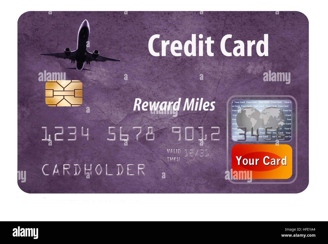 Air miles reward credit card isolated on white. Stock Photo