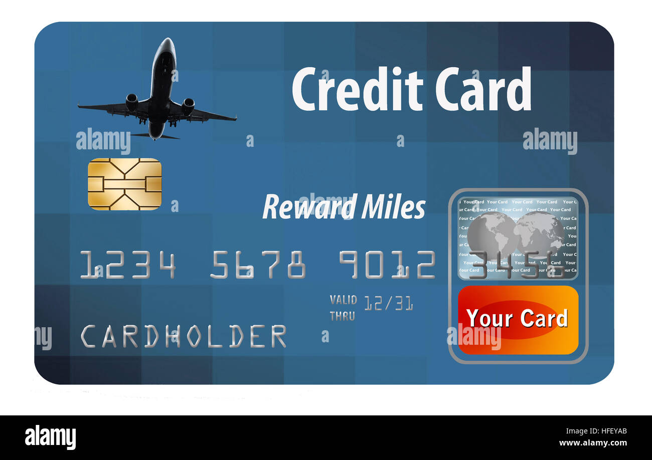 Air miles reward credit card isolated on white. Stock Photo