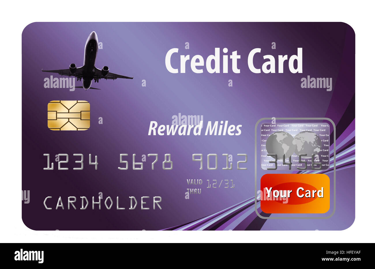 Air miles reward credit card isolated on white. Stock Photo