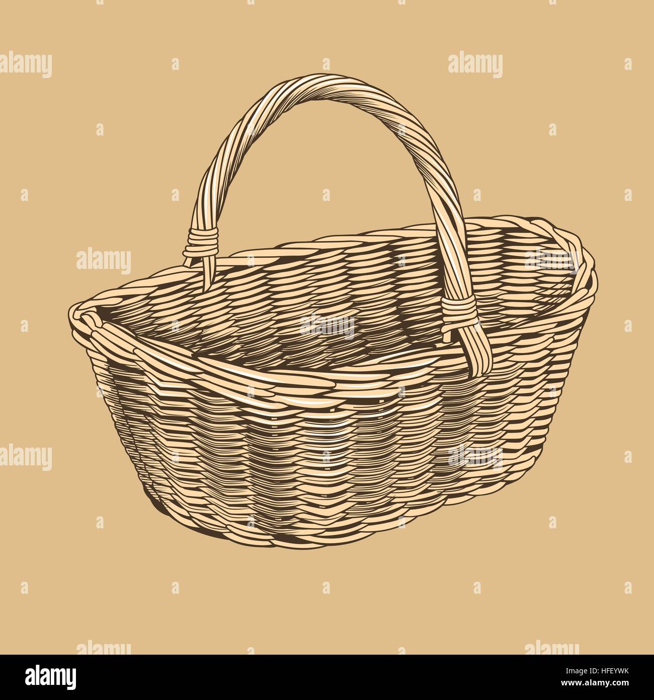 Vintage Basket In Woodcut Style Stock Vector Image & Art Alamy