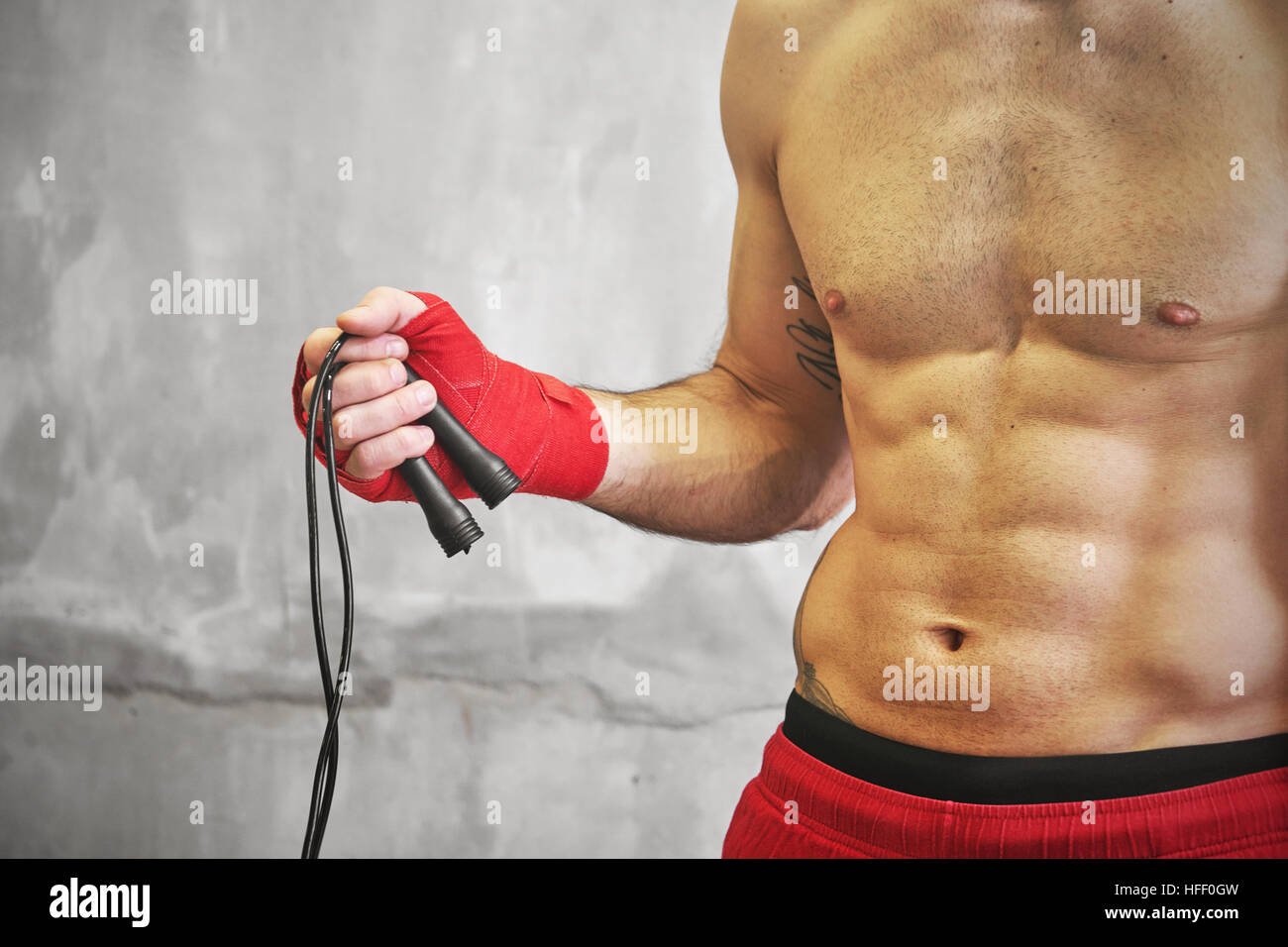 Boxer jump rope training, strength workout concept Stock Photo - Alamy