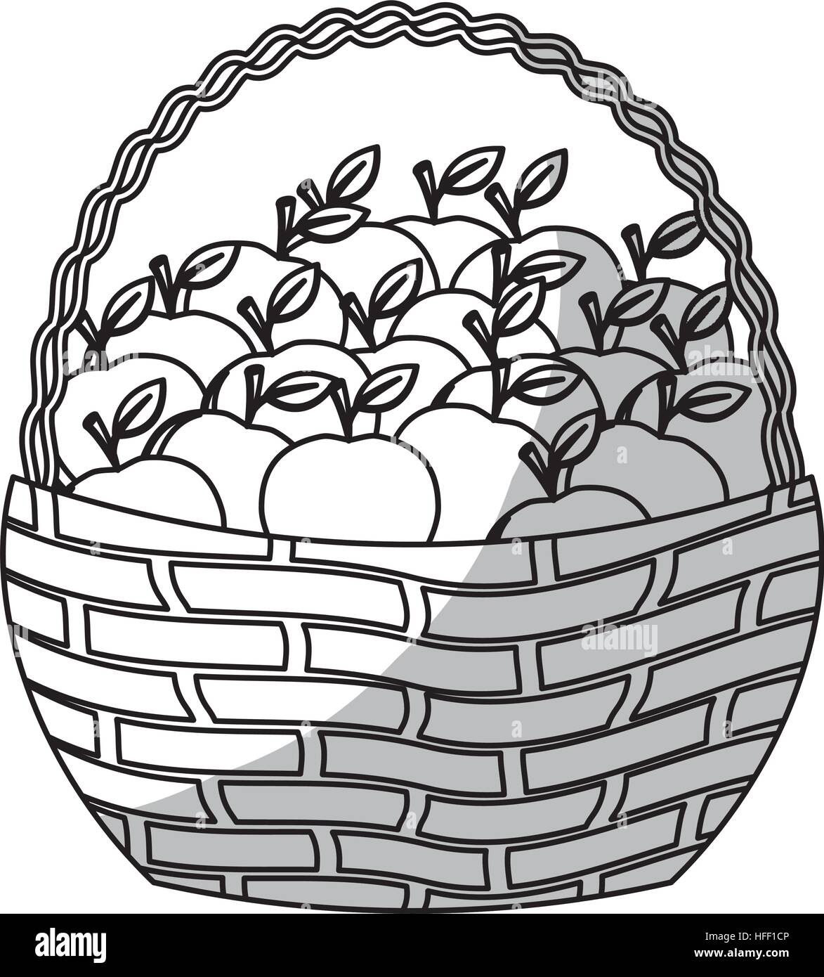 basket with apples icon over white background. vector illustration ...