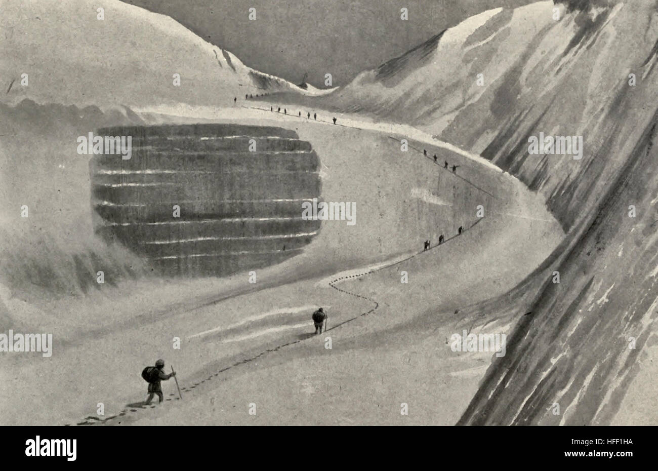 The Lumpiya Glacier and Pass, Tibet, circa 1899 Stock Photo