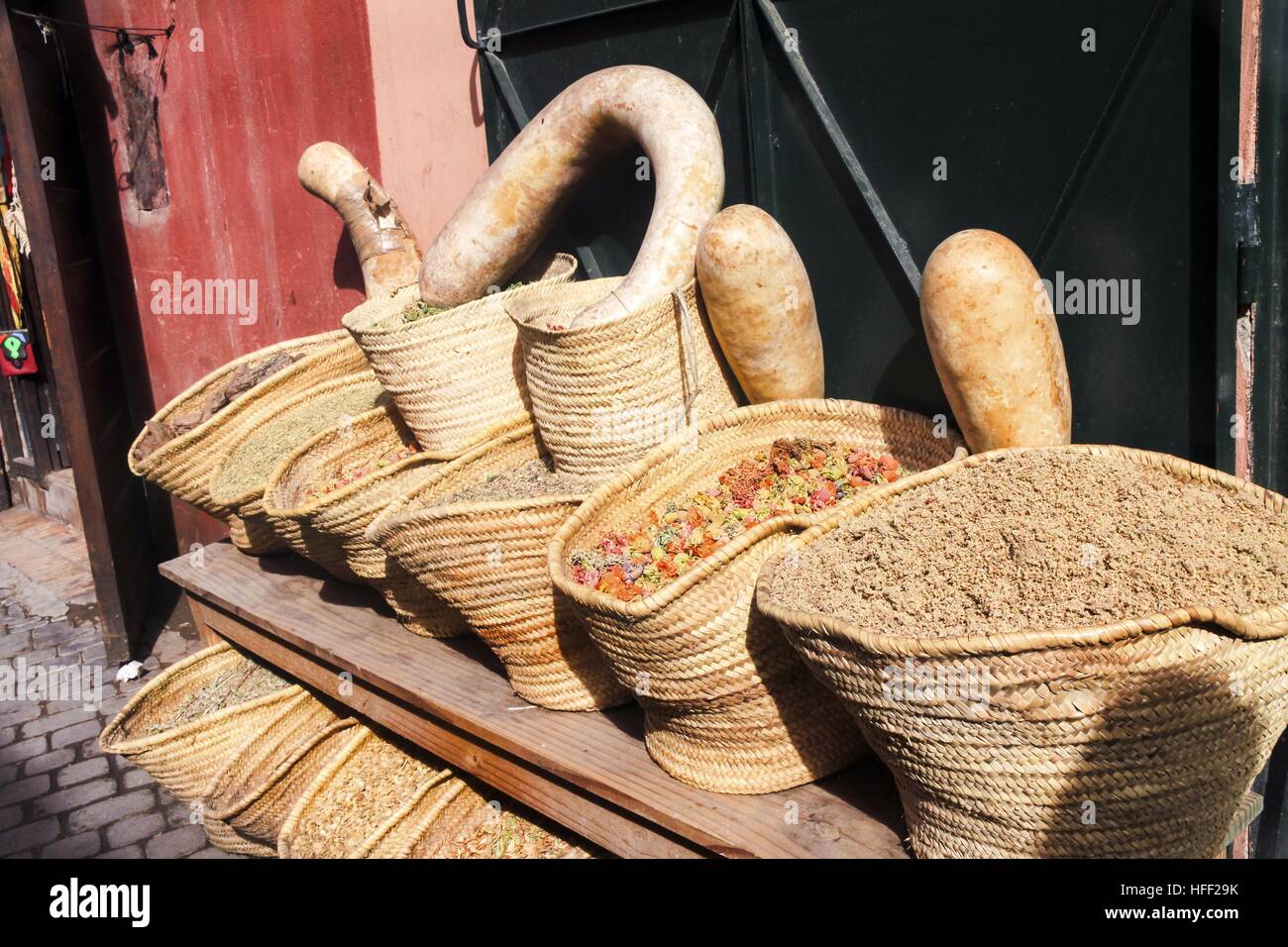 Morocco Spices Marrakesh Souk Bazaar Stock Photo