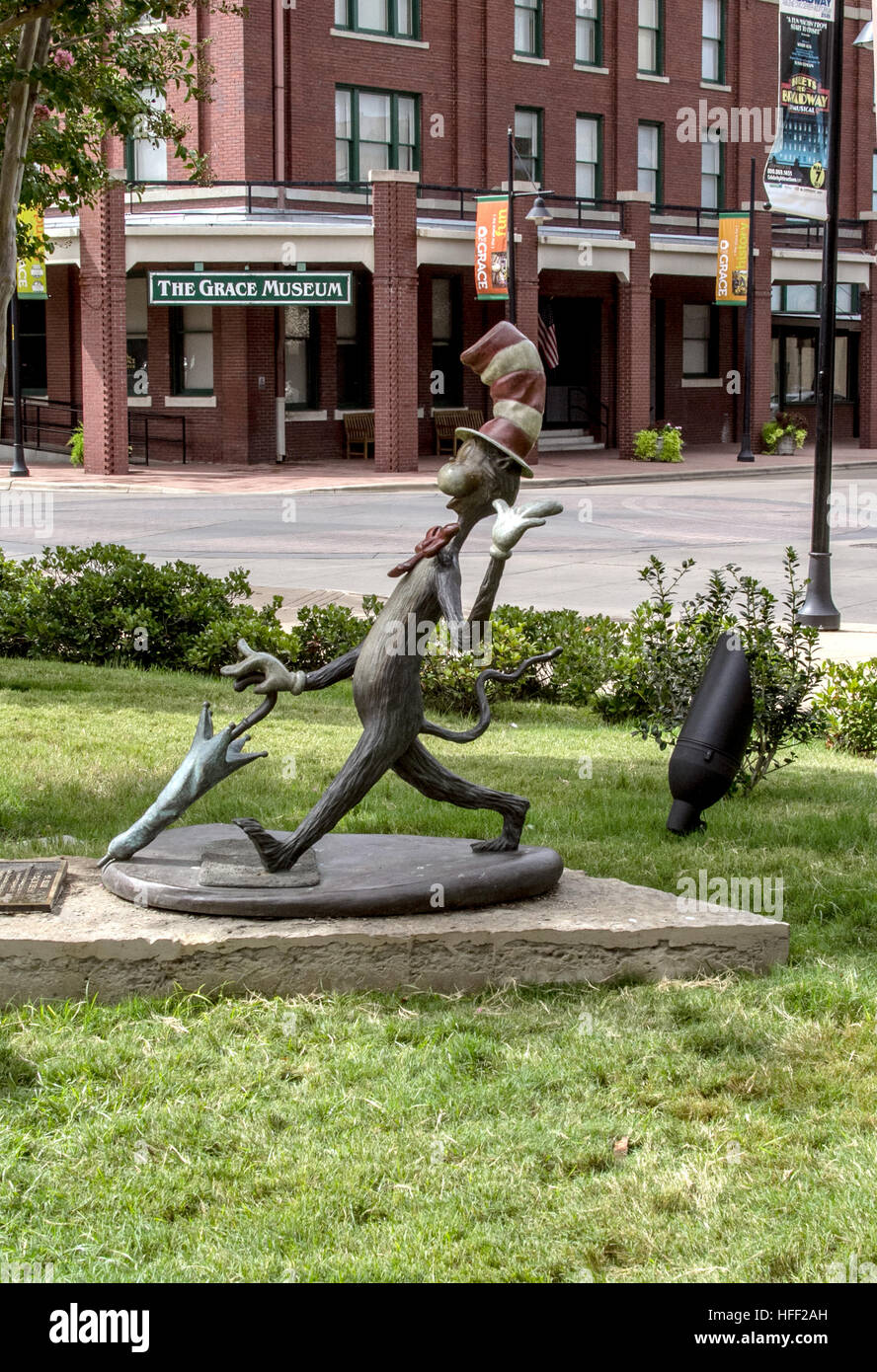 Dr. Seuss Cat in the Hat in Abilene Texas, official Storybook Capital of the state. One of the six Dr. Seuss sculptures. Stock Photo