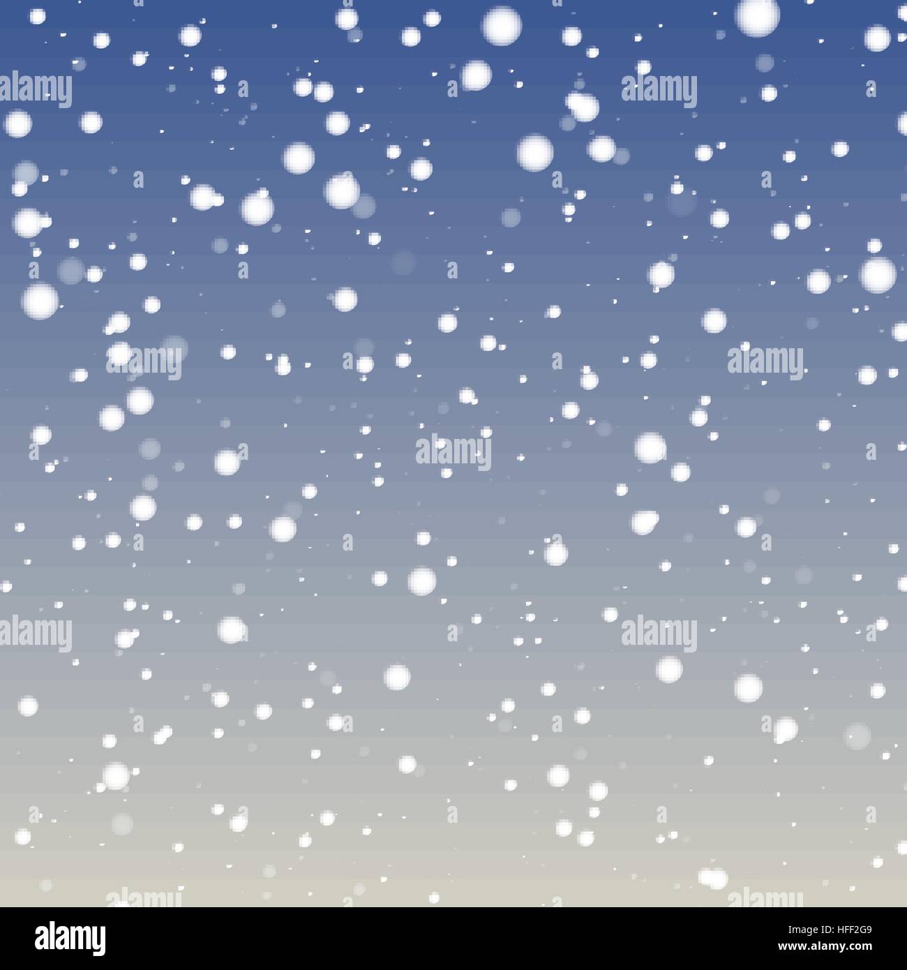 Vector illustration of fuzzy snowflakes fallig down on blue gradient ...