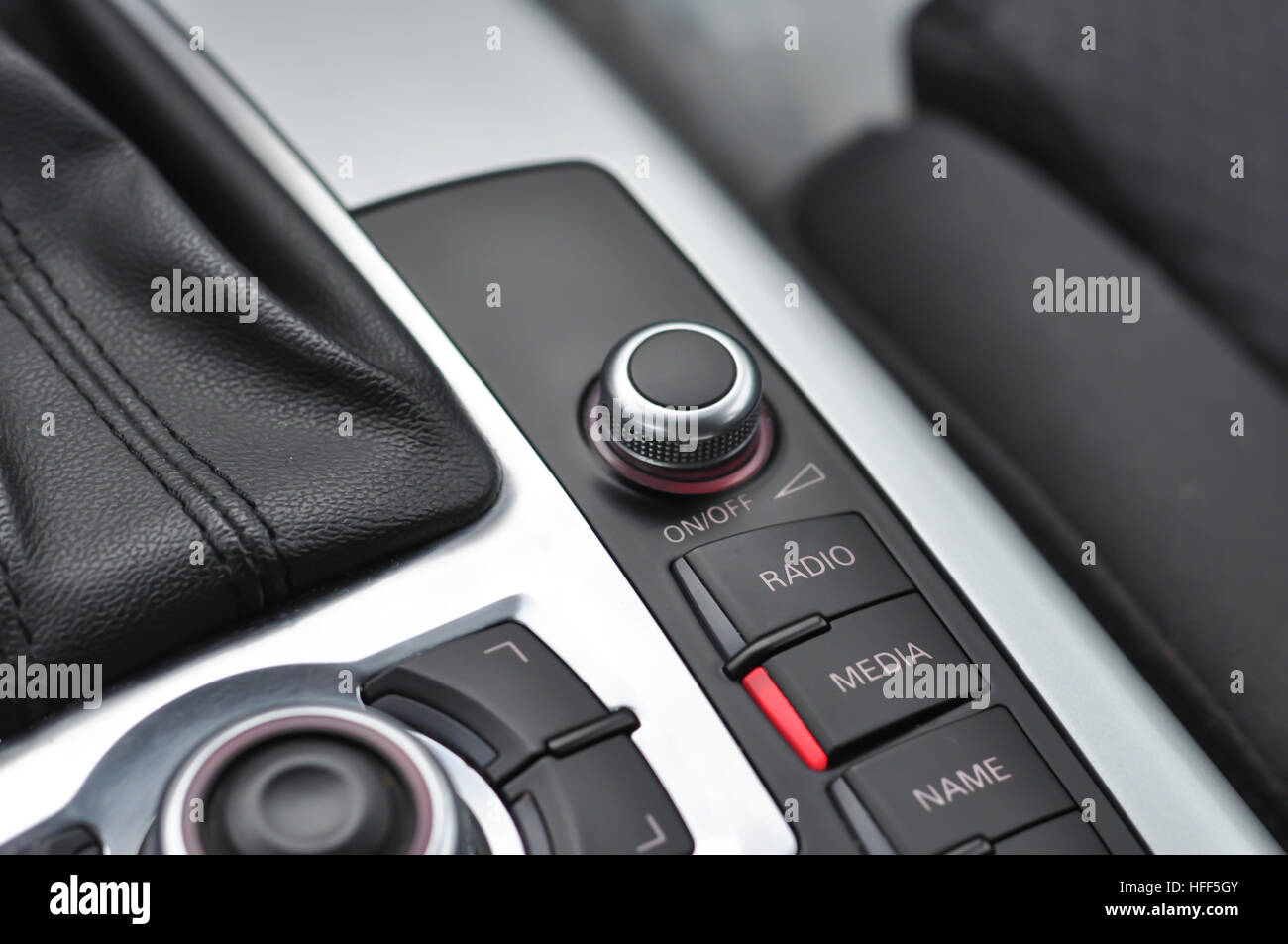 Car On off multimedia buttons Stock Photo