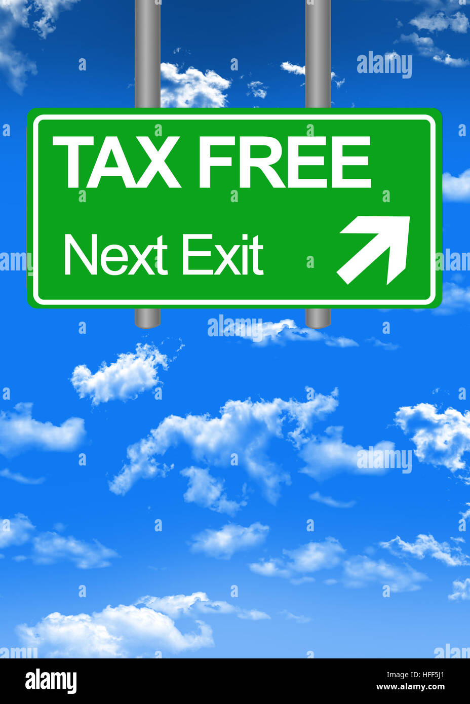 Fiscal paradise road sign or tax free concept Stock Photo