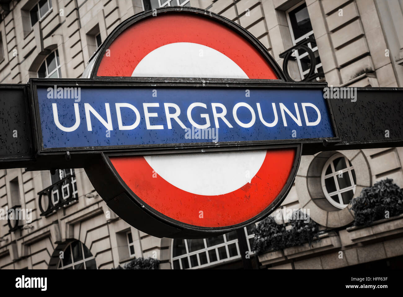 Underground guidepost in London Stock Photo - Alamy