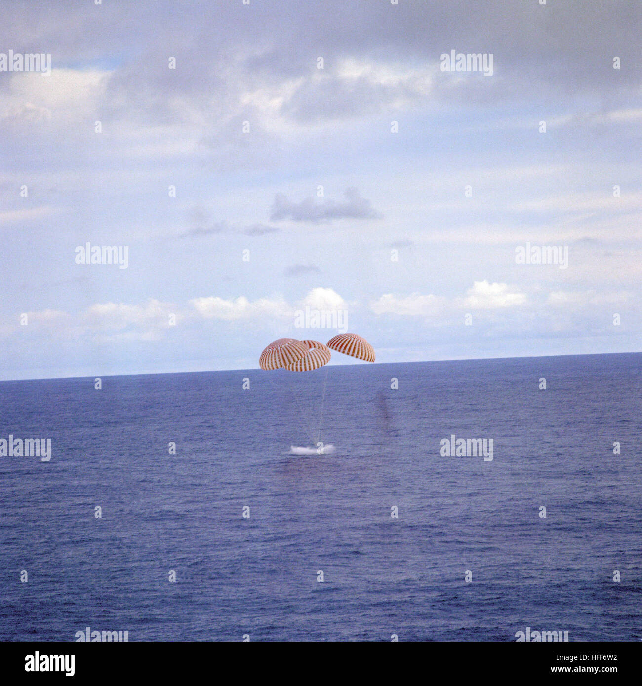 The Apollo 13 crew's spacecraft safely splashed down in the Pacific ...