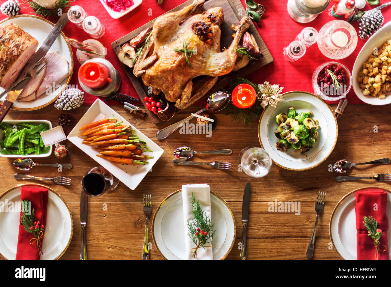 Christmas Family Dinner Table Concept Stock Photo - Alamy