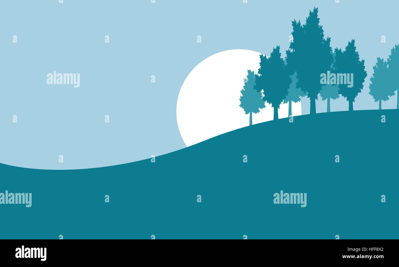 Silhouette of tree on hill Stock Vector Image & Art - Alamy