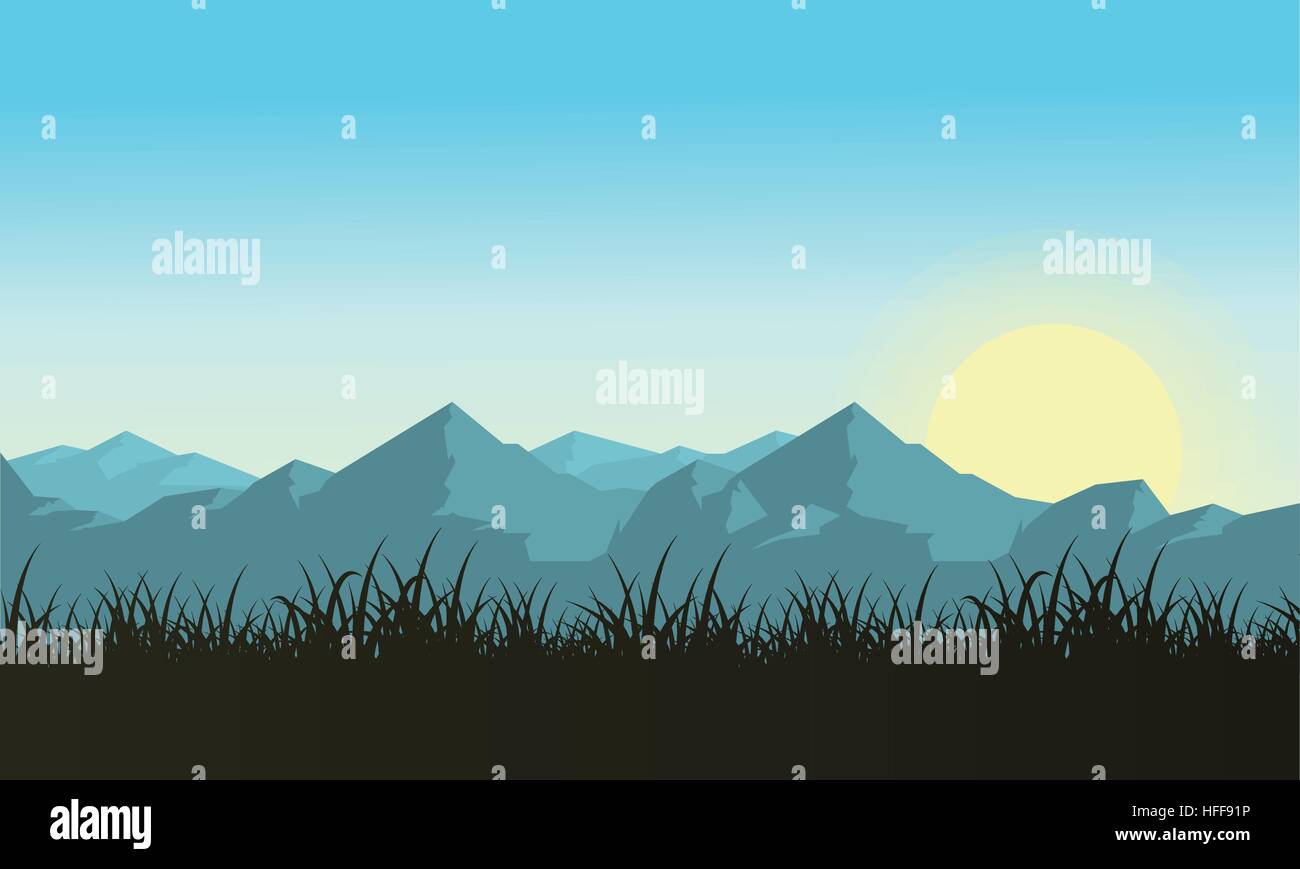 Illustartion of mountain with sun landscape Stock Vector Image & Art ...