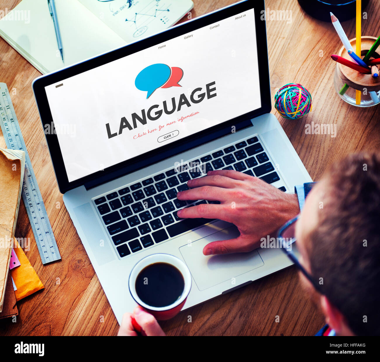 Online Language Learning Interface Concept Stock Photo - Alamy
