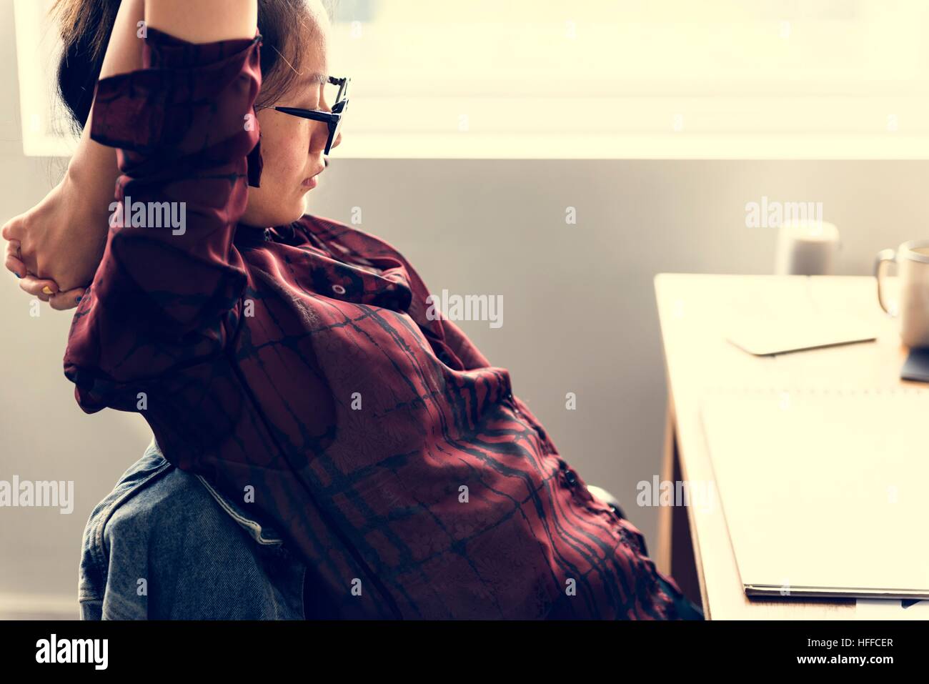 Fashion Design Resting Stretching Concept Stock Photo