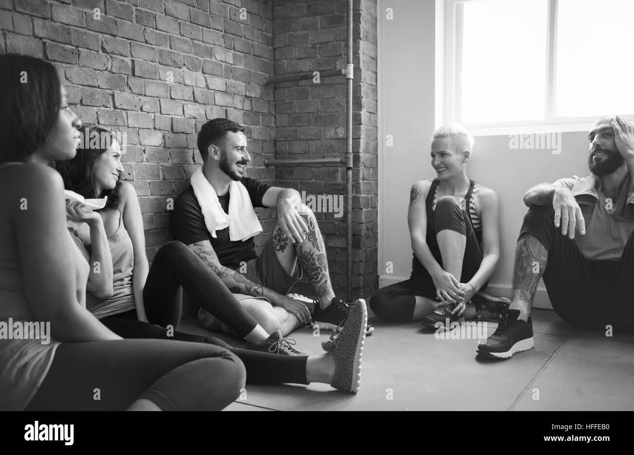 Teamwork workout Black and White Stock Photos & Images - Alamy