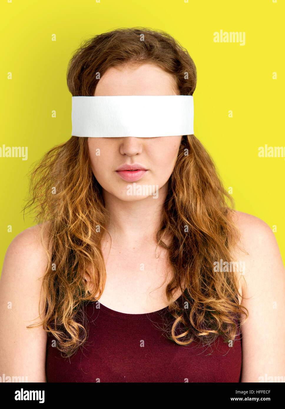 Woman Covering Eyes Blind Concept Stock Photo - Alamy