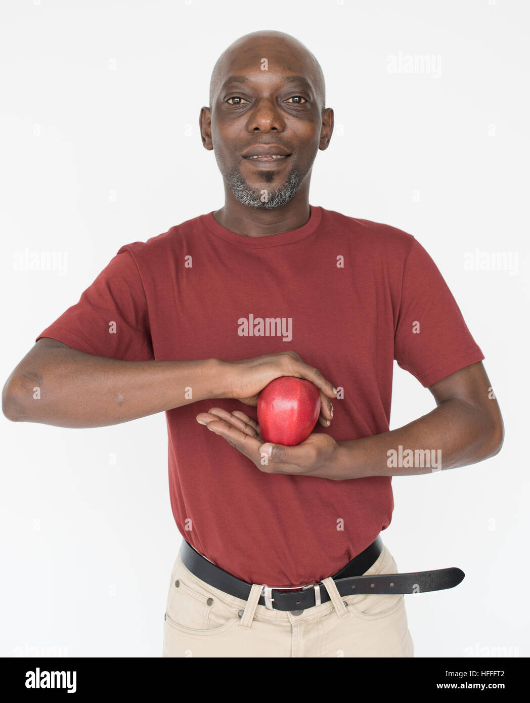 African Man Holding Apple Fruit Nutrition Concept Stock Photo - Alamy