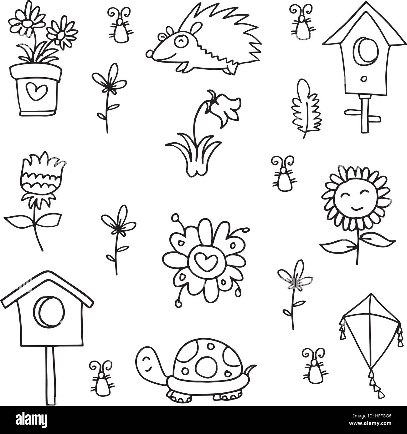 Hand draw spring of doodles Stock Vector
