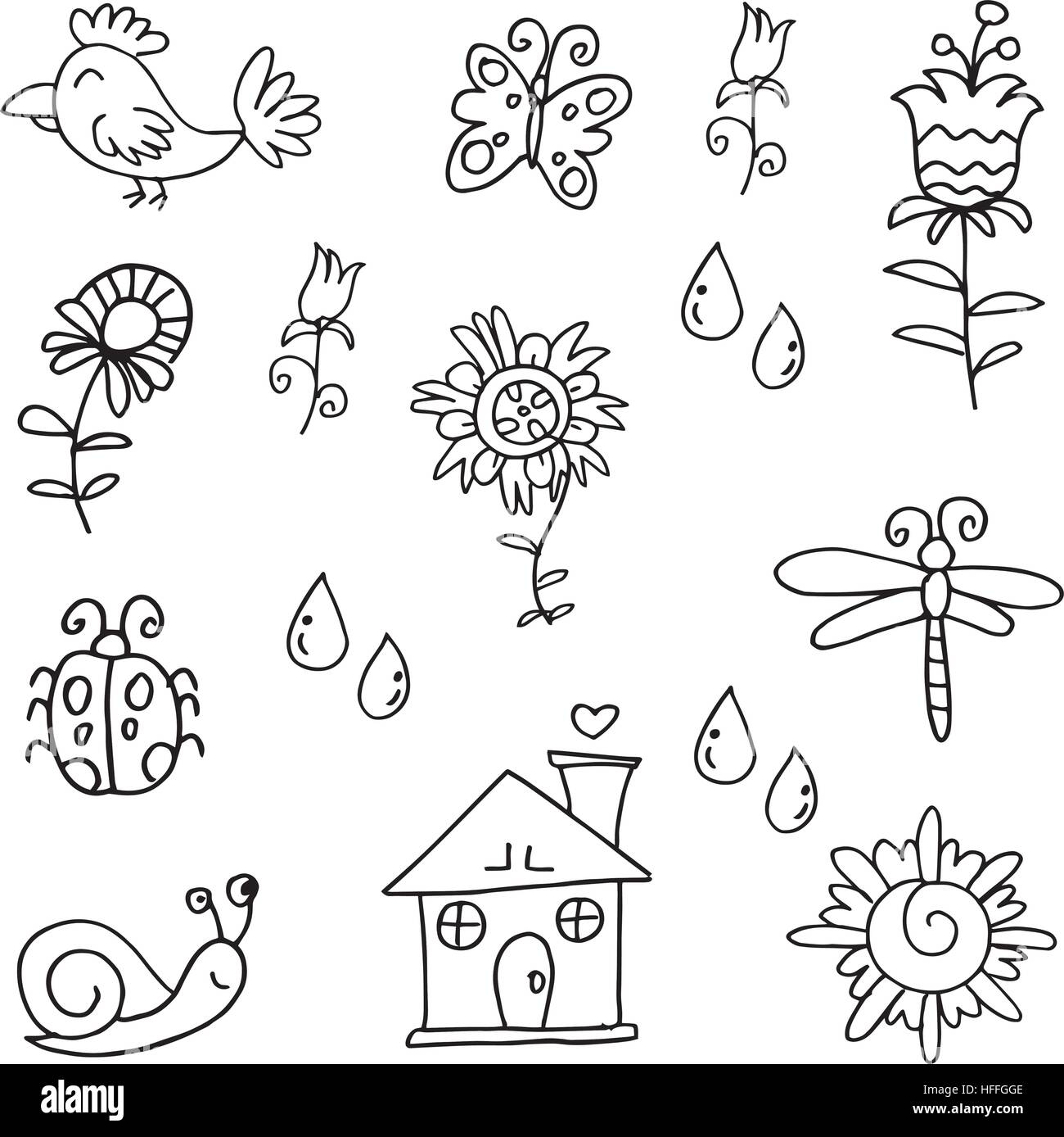 Hand draw object spring doodles Stock Vector Image & Art - Alamy