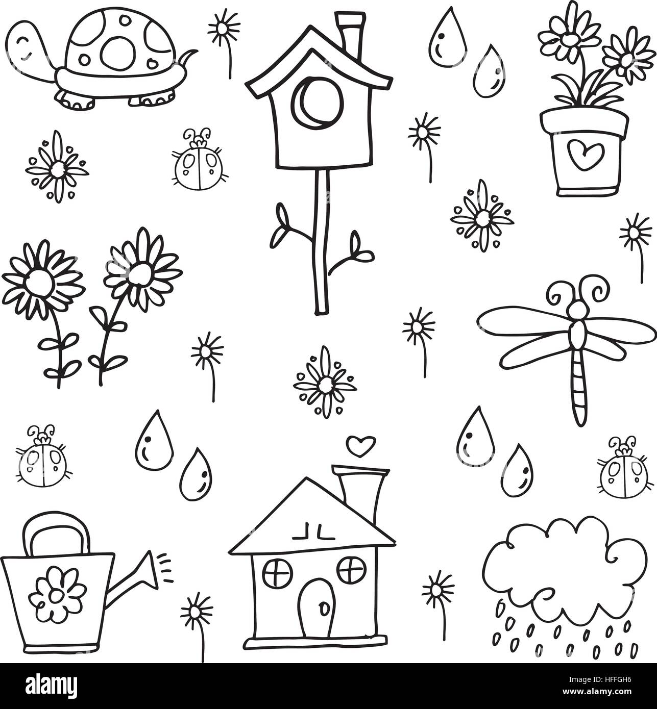 Spring hand draw doodles Stock Vector Images - Alamy