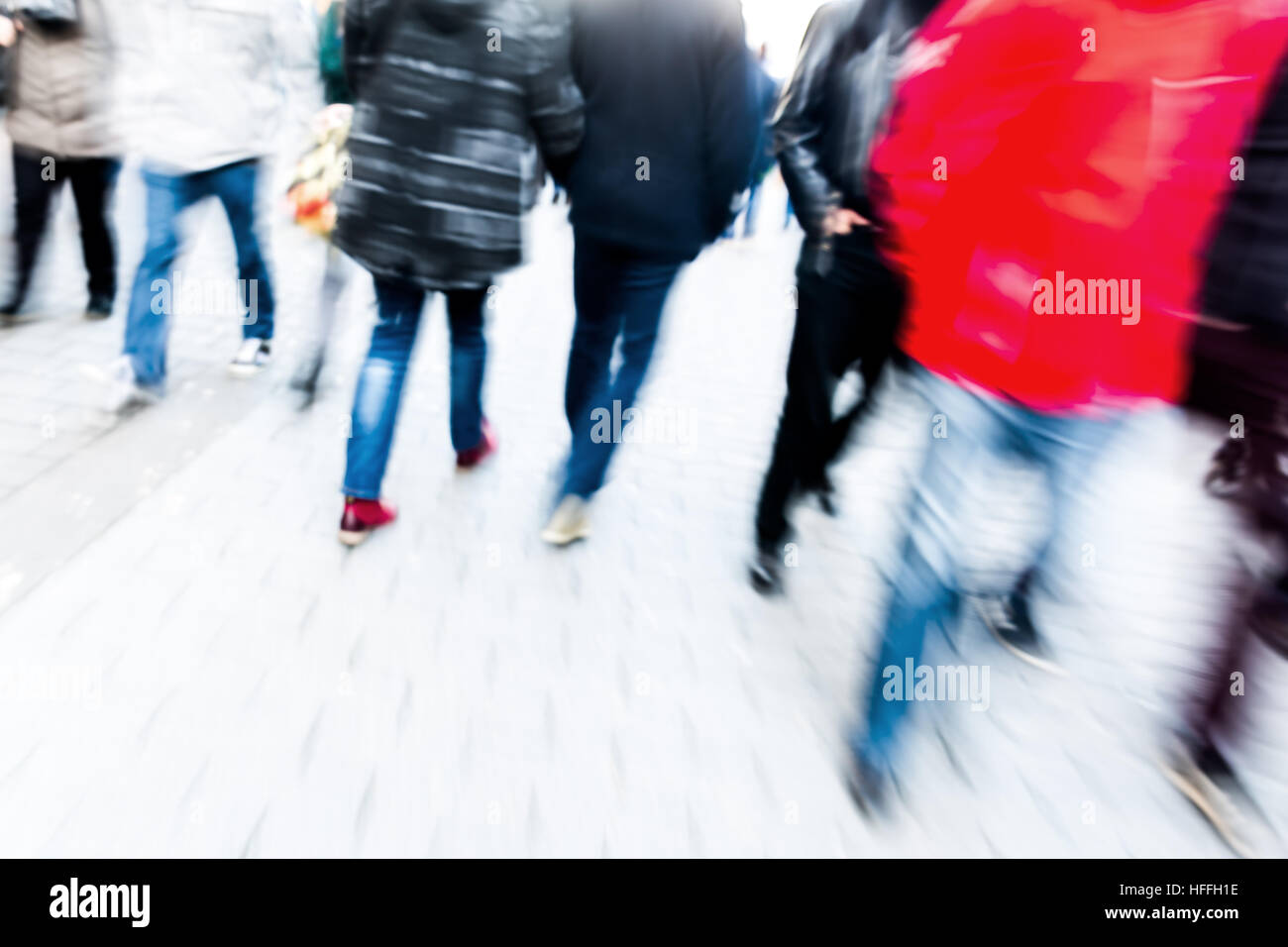 people walking on a shopping street with camera made motion blur Stock ...