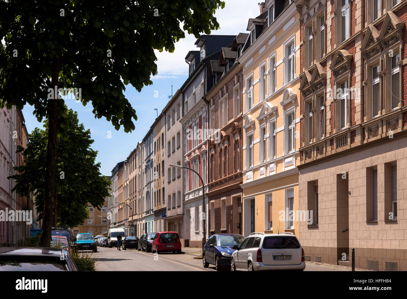 Germany, Dortmund, old apartment houses at the Schlosser street in the