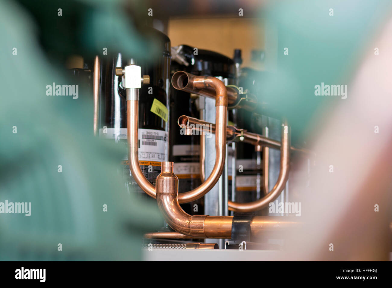 Refrigeration temperature compressors in warehouse Stock Photo Alamy