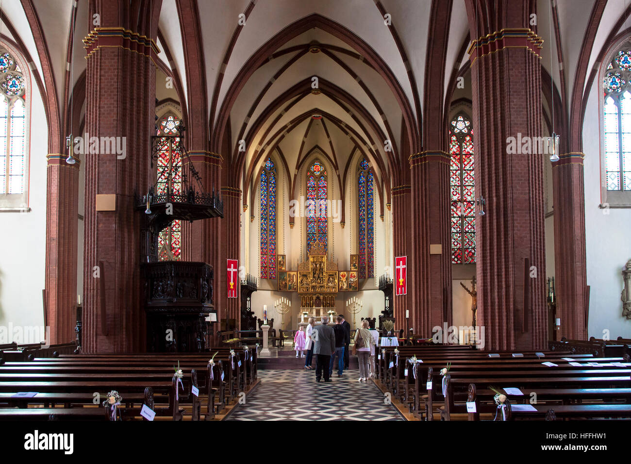 Germany, Haltern am See, St. Sixtus church at the market in the old ...