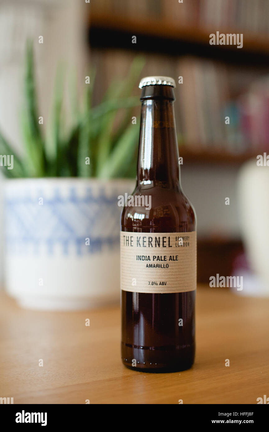 Lifestyle bottle of the kernel IPA craft beer Stock Photo