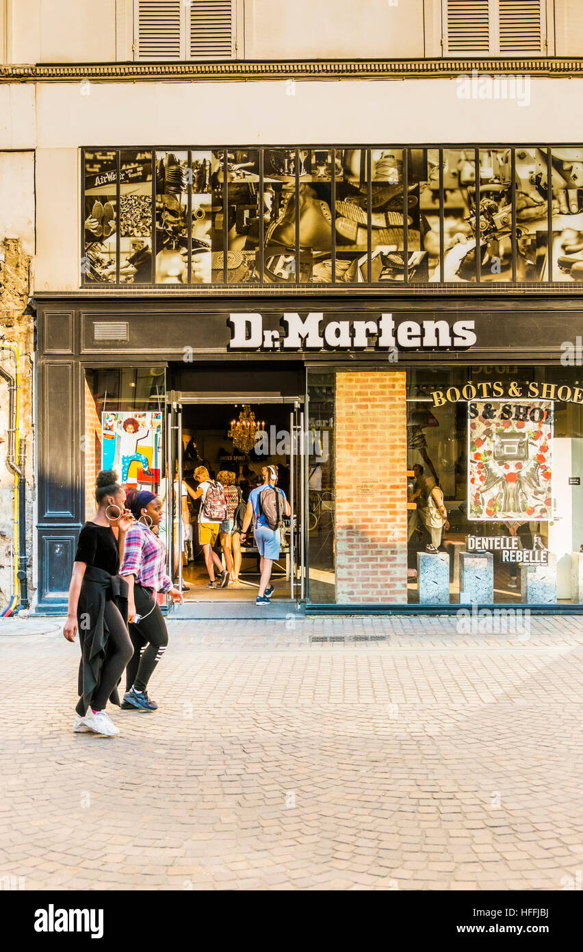 street scene in front of doc martens store Stock Photo