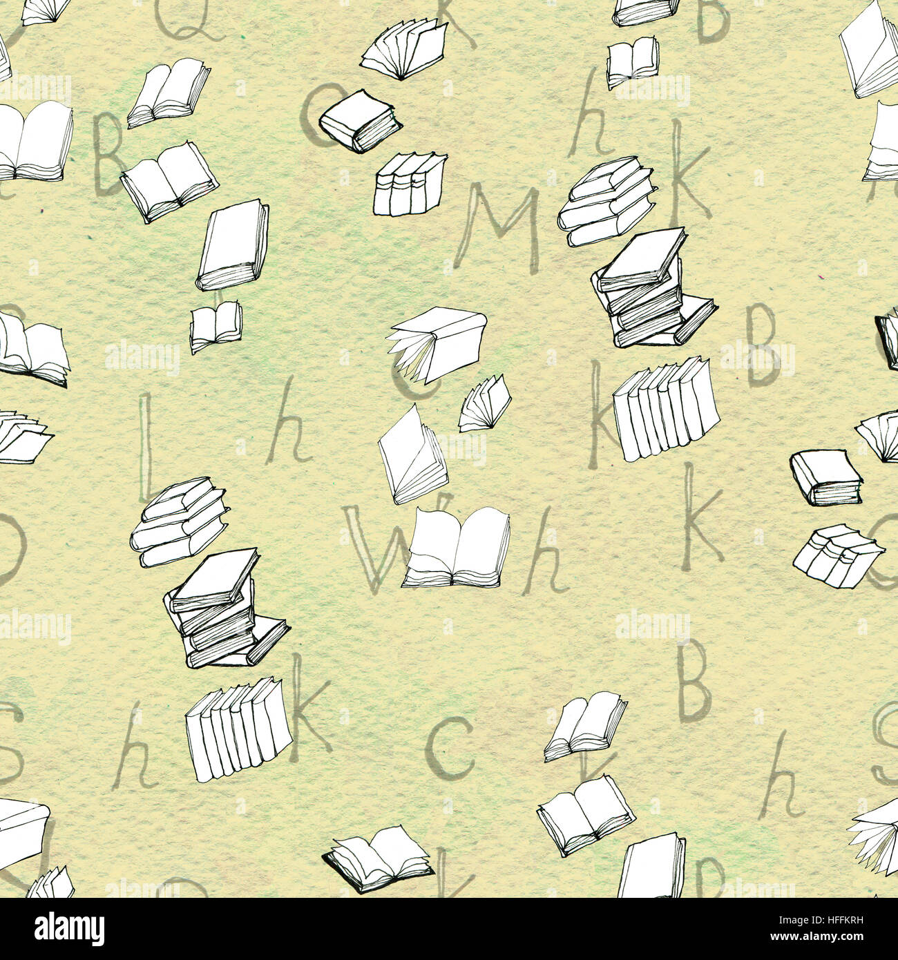 Seamless pattern with books Stock Photo - Alamy